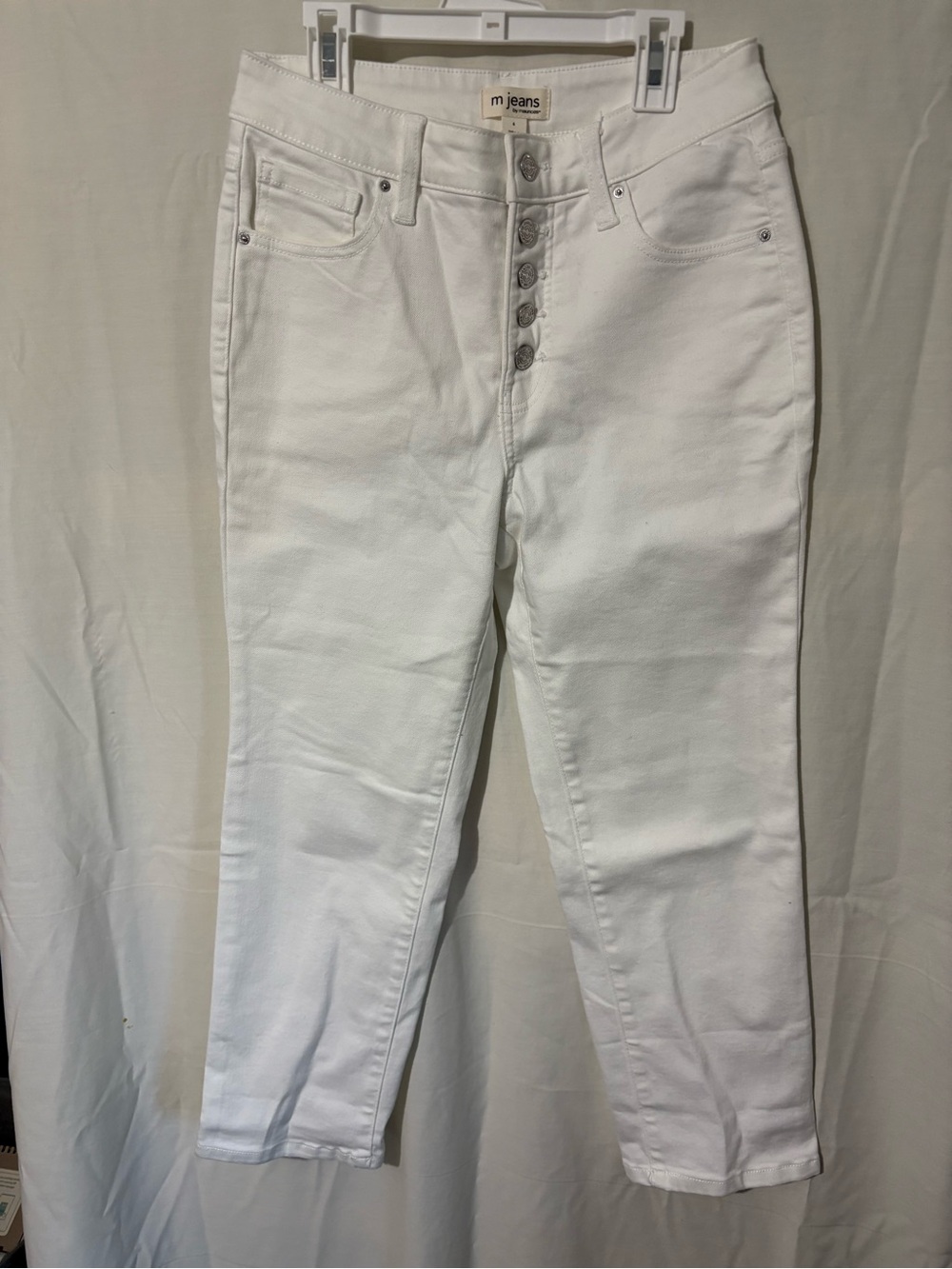 Maurices White Button-Fly Ankle Jeans
